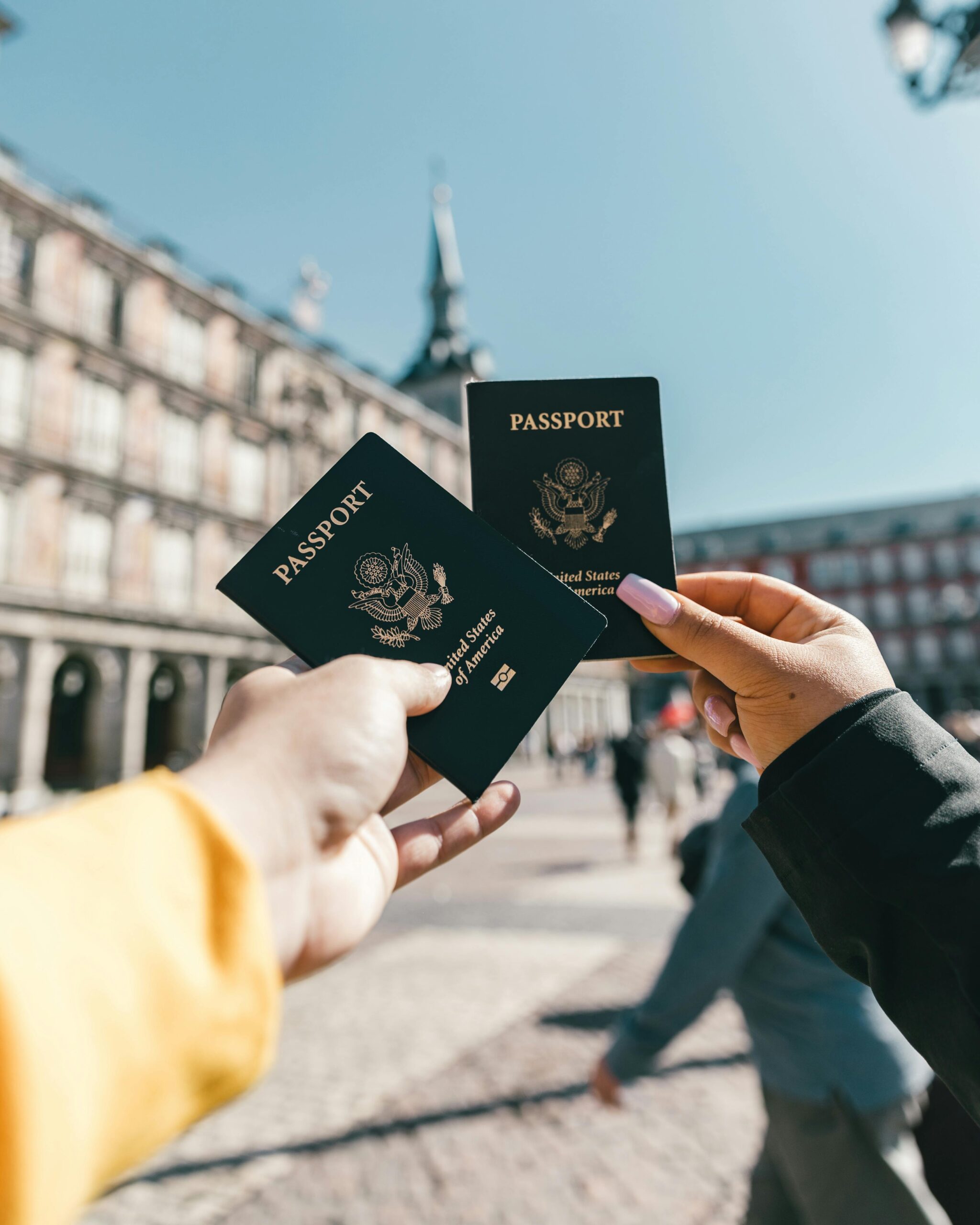 Foreign nationals traveling with their passports from Japan